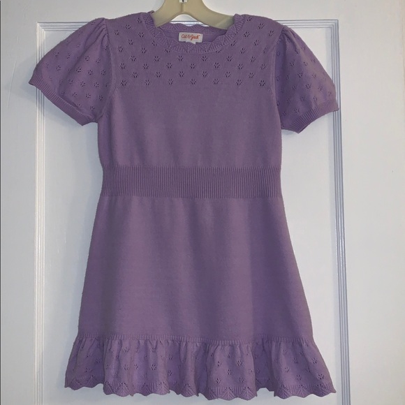Cat & Jack Lavender Sweater Dress XS 4/5 EUC Short  Sleeves - Picture 11 of 13